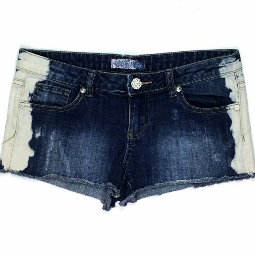 KARMA BLUE Side Dip Dye Cutoff Shorts